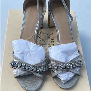 Jewel Badgley Mischka Silver Heels